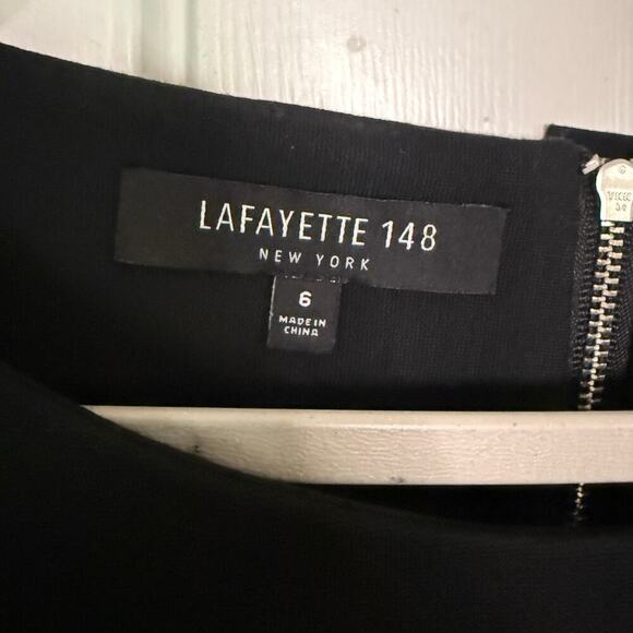 Lafayette 148 New York Shift Dress Half Sleeve Career Work Black Size 6 - Picture 4 of 5